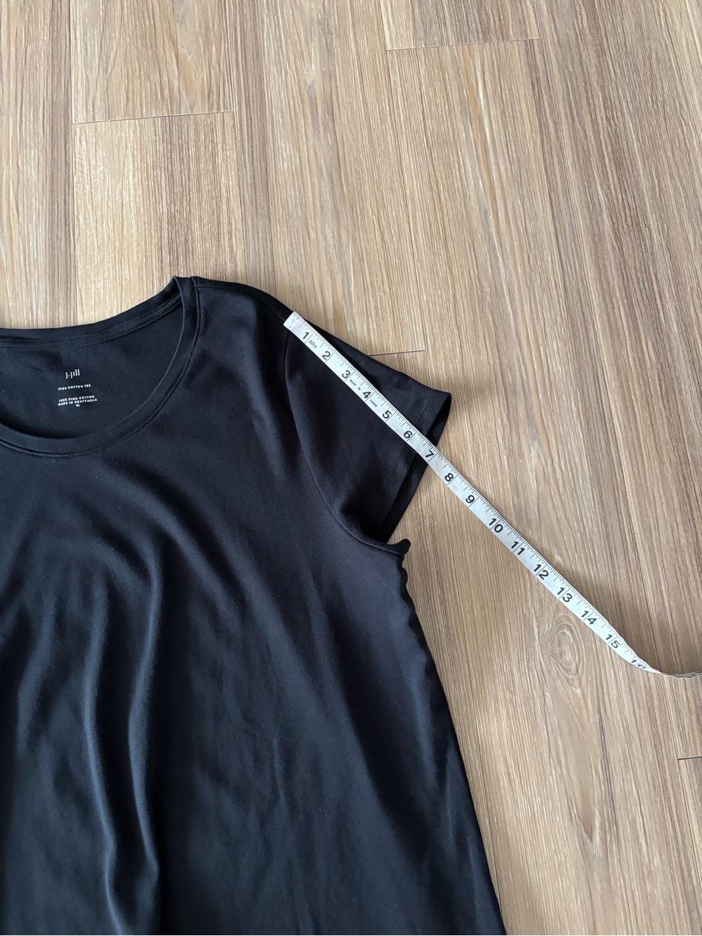 J. Jill Pima Cotton Tee T-Shirt Black Short Sleeve Womens XL Casual Minimalist - Picture 6 of 9